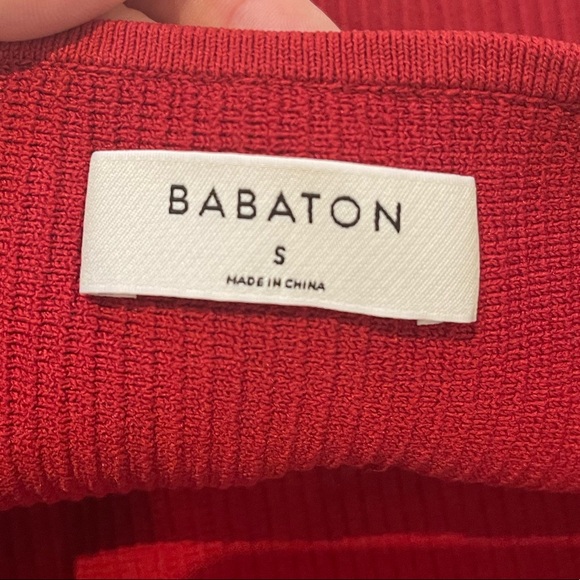 Babaton Dark Red Ribbed Cropped Tube Top - Picture 3 of 4